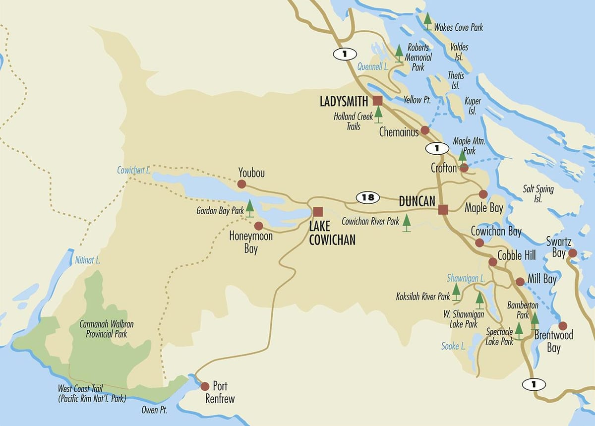 แผนที่ของแวนคูเวอร์ดันแคนเกาะ 