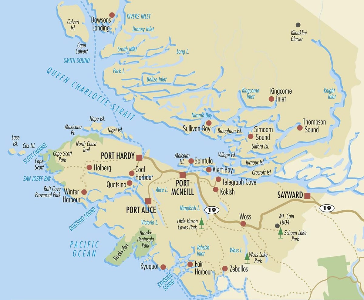 แผนที่ทางเหนือของแวนคูเวอร์เกาะ