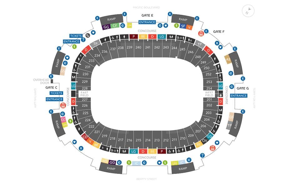 บีซีที่ seating แผนที่กับแถว
