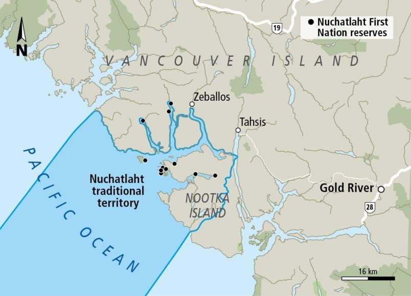 แผนที่ของแวนคูเวอร์เกาะก่อชาติ