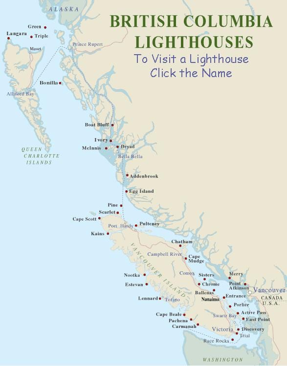 แผนที่ของแวนคูเวอร์เกาะประภาคาร