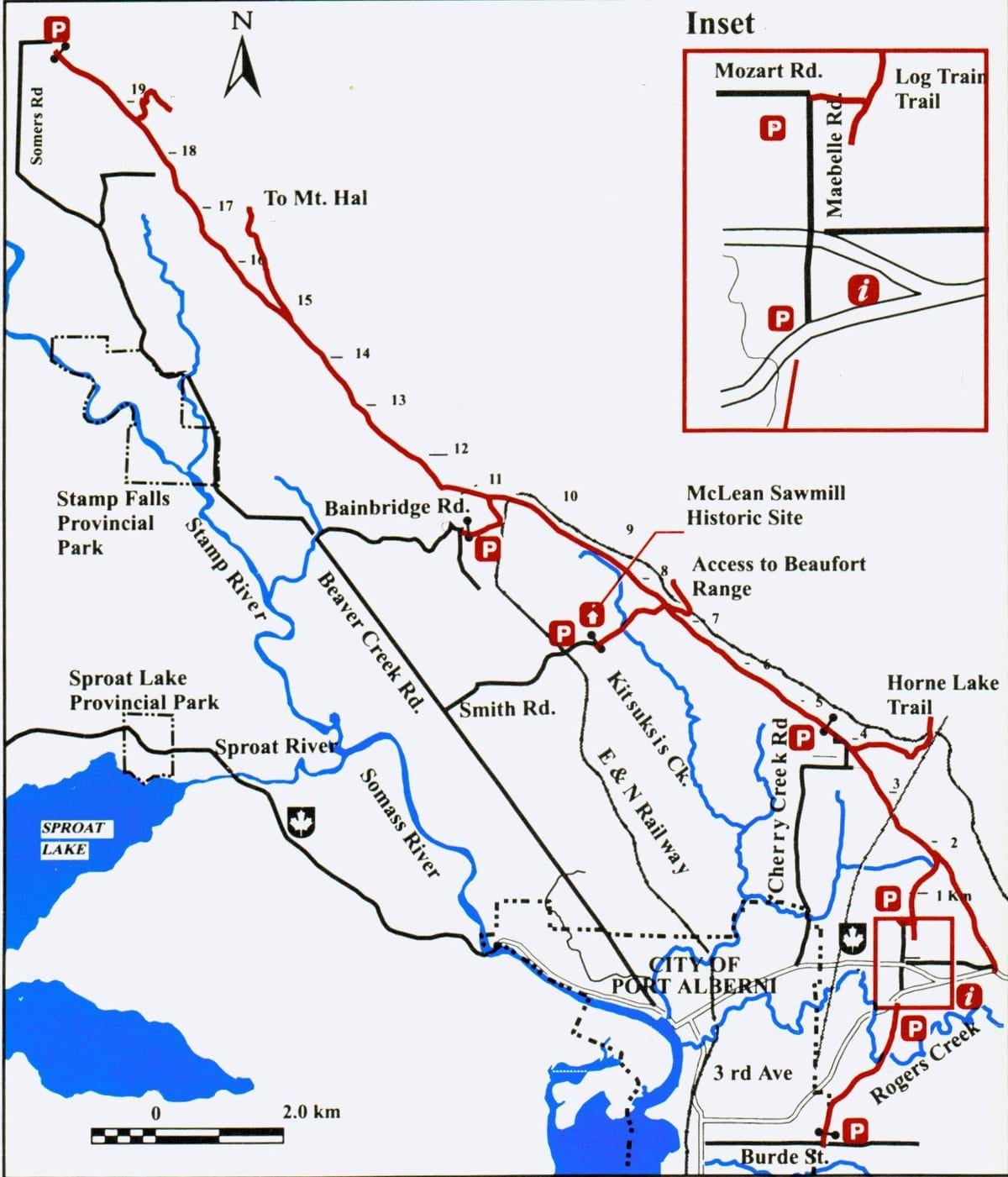 แผนที่ของแวนคูเวอร์เกาะ railway