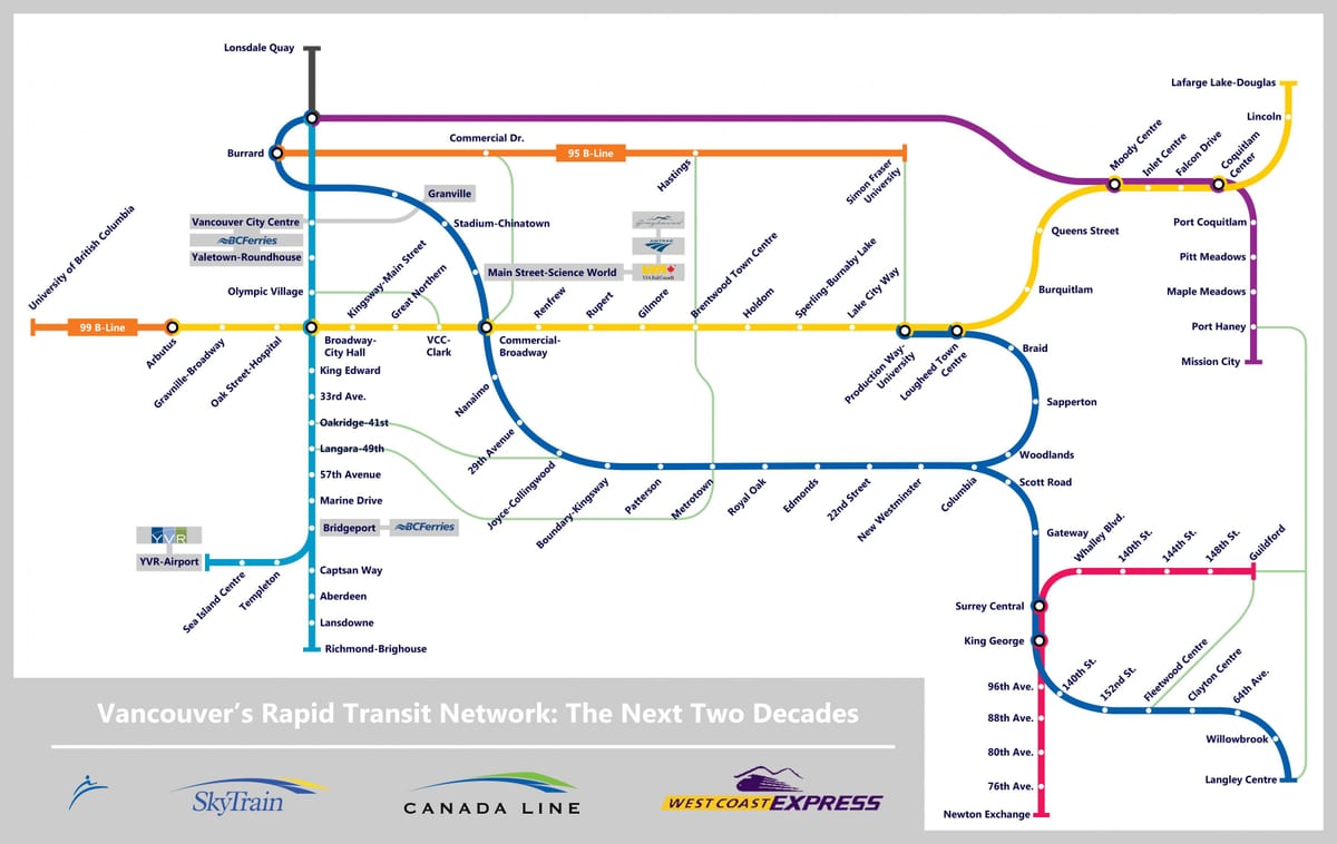 แผนที่ของแวนคูเวอร์ lrt 