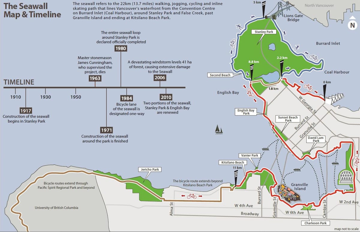 แผนที่ของแวนคูเวอร์ seawall