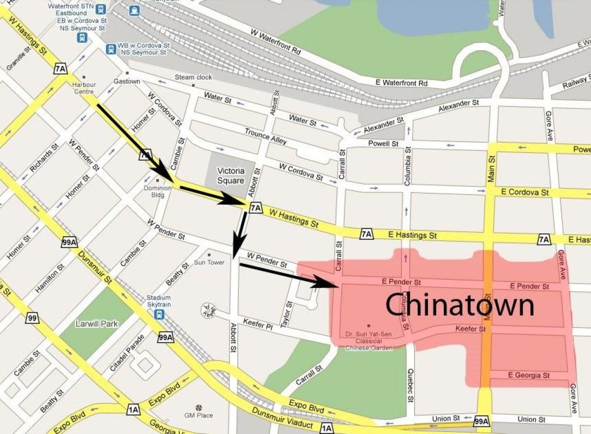 แผนที่ของ chinatown แวนคูเวอร์