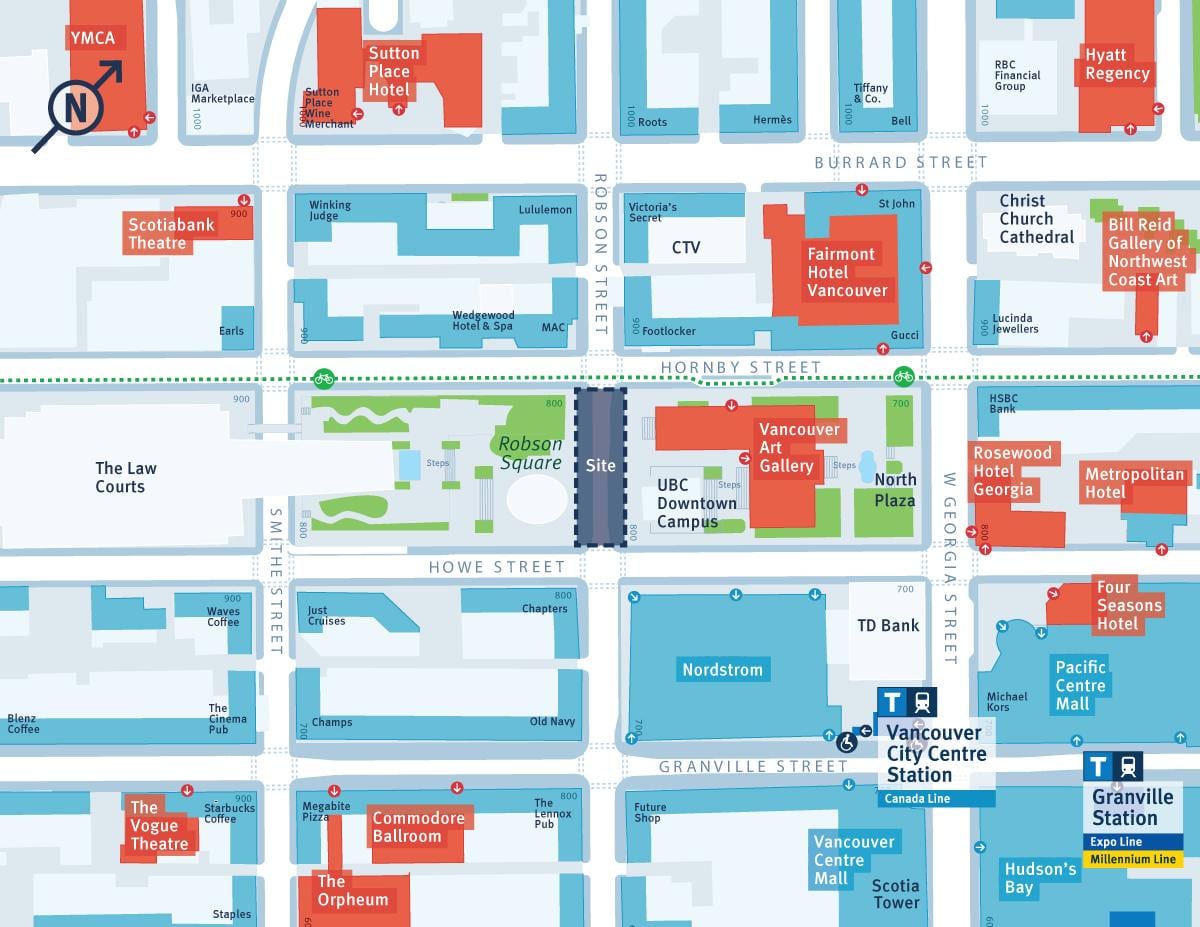 แผนที่ของ robson ถนนแวนคูเวอร์