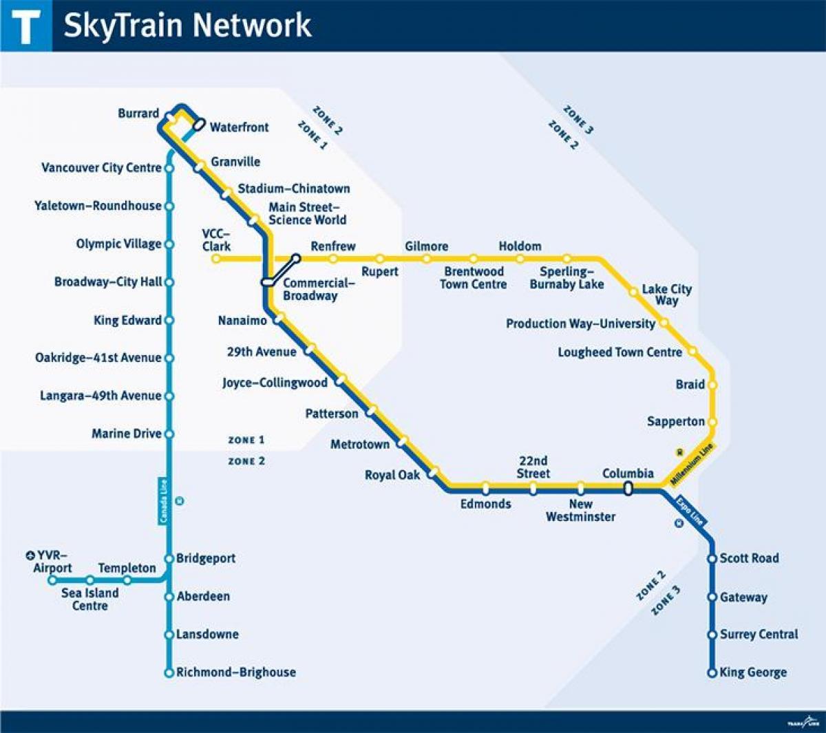 แคนาดา skytrain แผนที่