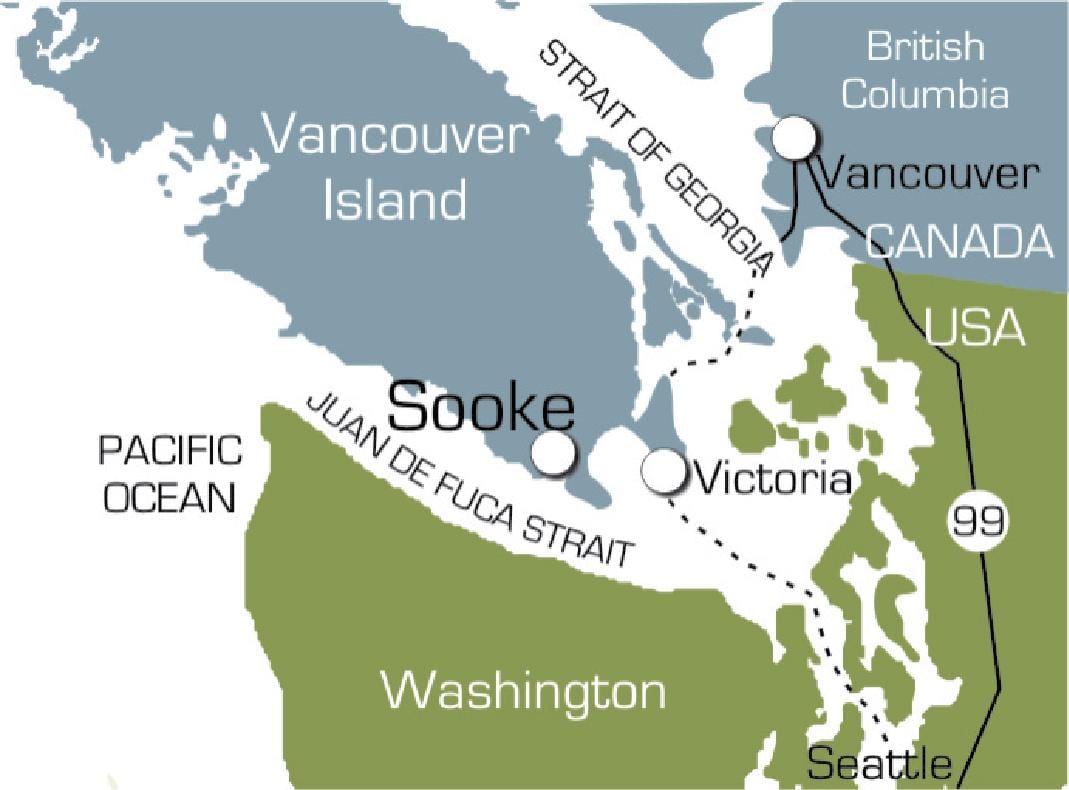 แผนที่ของ sooke แวนคูเวอร์เกาะ