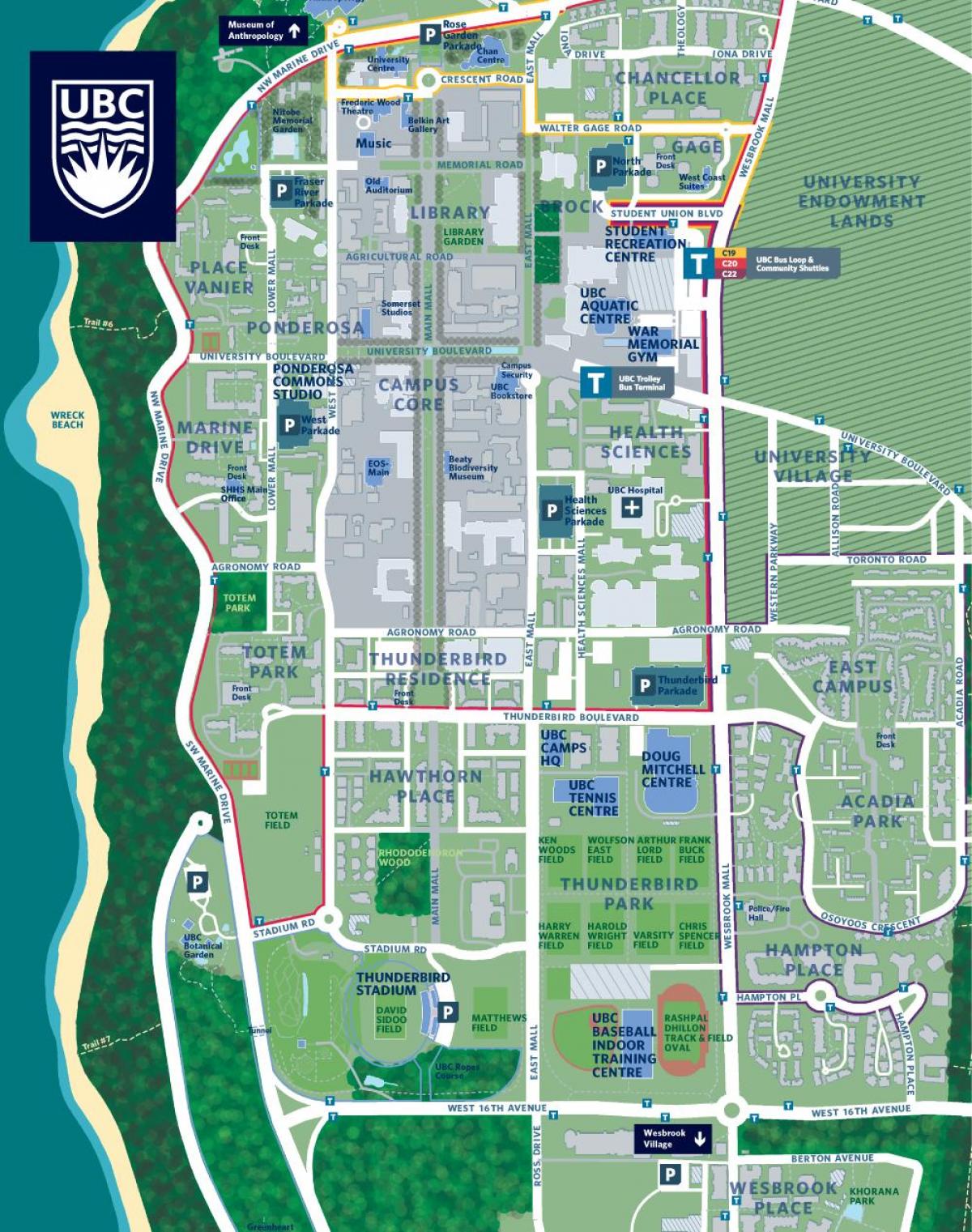 ubc แวนคูเวอร์แผนที่มหาวิทยาลัย