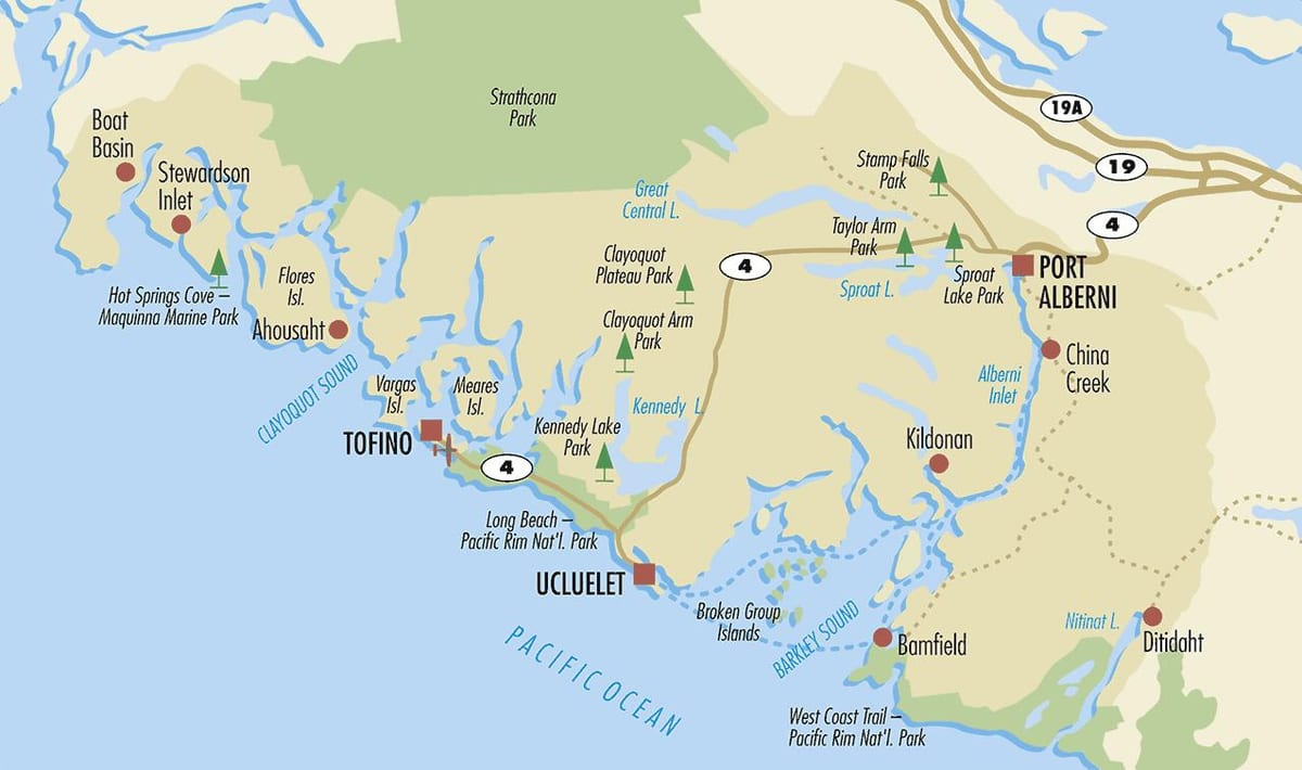 แผนที่ของ ucluelet แวนคูเวอร์เกาะ