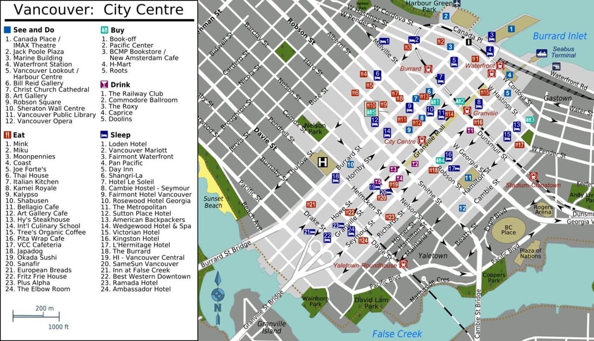 yaletown แวนคูเวอร์แผนที่