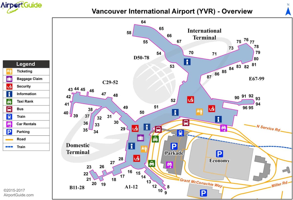 แผนที่ของ yvr เพื่อสร้างเวทีเดินแบบ