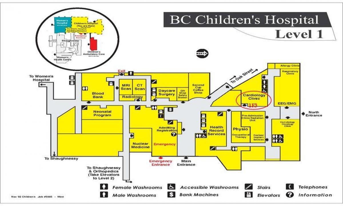 แผนที่ของบีซีเด็กโรงพยาบาล