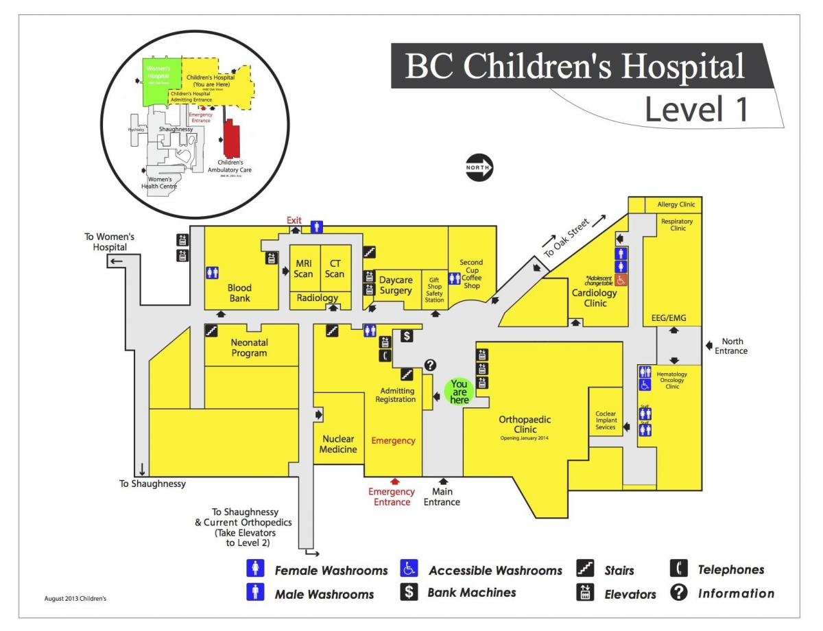 แผนที่ของเด็กโรงพยาบาลแวนคูเวอร์