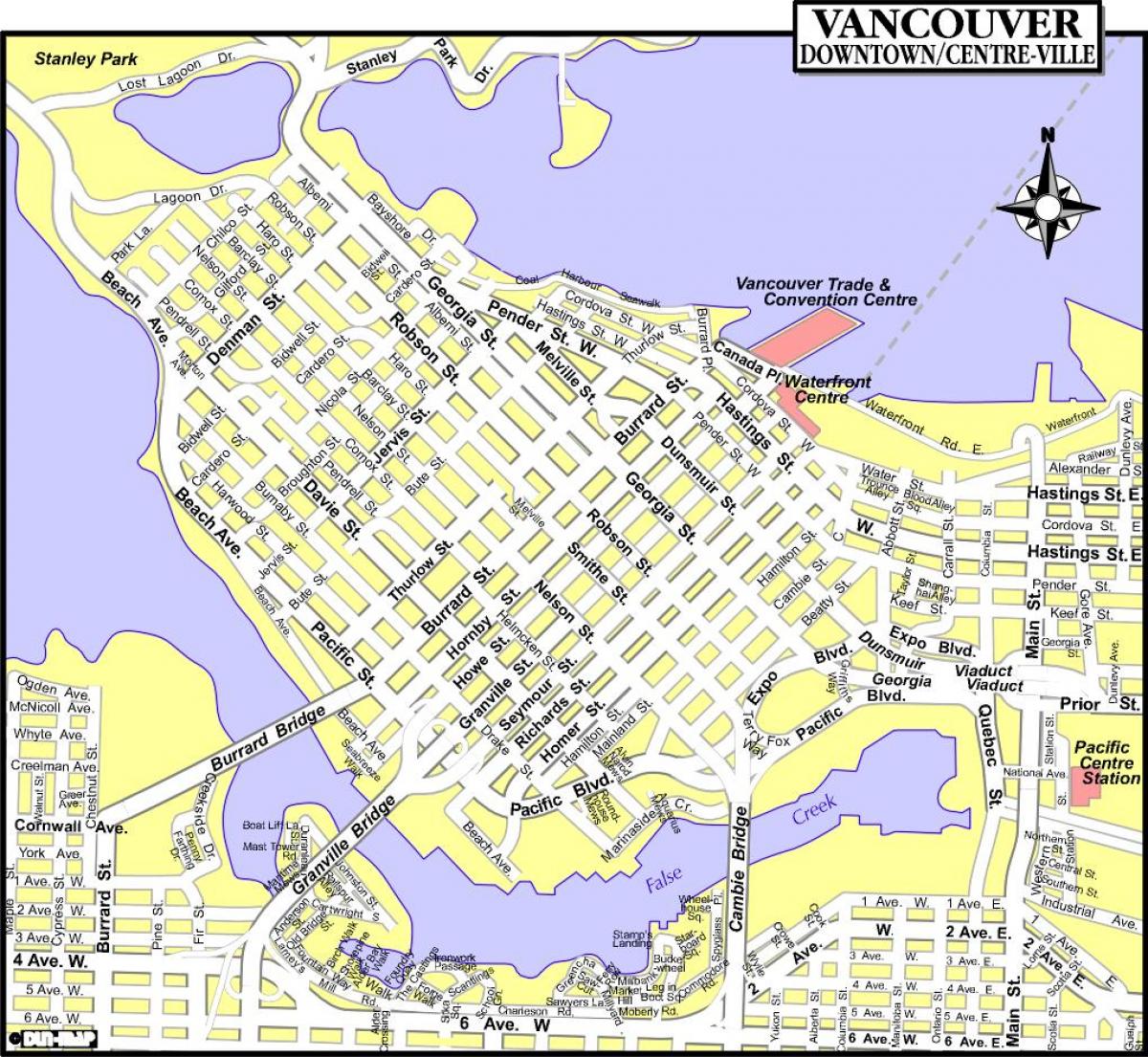 แผนที่ของเมืองแวนคูเวอร์แคนาดา