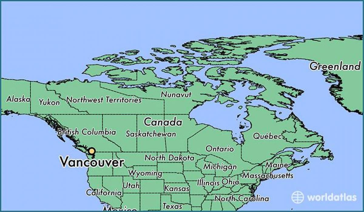 แผนที่ของแคนนาดาแสดงแวนคูเวอร์