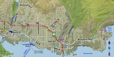 แผนที่ทางเหนือของแวนคูเวอร์บีซี