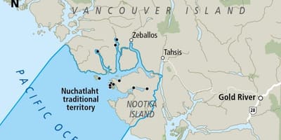 แผนที่ของแวนคูเวอร์เกาะก่อชาติ
