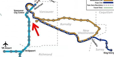 แผนที่ของแวนคูเวอร์ skytrain ทั