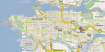 แผนที่ของ burnaby แวนคูเวอร์