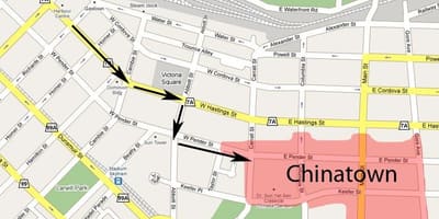 แผนที่ของ chinatown แวนคูเวอร์