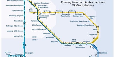 แวนคูเวอร์ที่สถานีรถไฟบนแผนที่