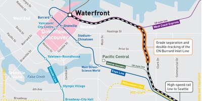 แผนที่ของ waterfront สถานีแวนคูเวอร์