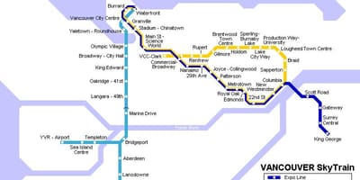 แผนที่ของ yvr skytrain