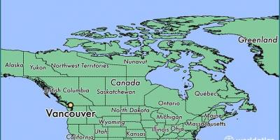 แผนที่ของแคนนาดาแสดงแวนคูเวอร์